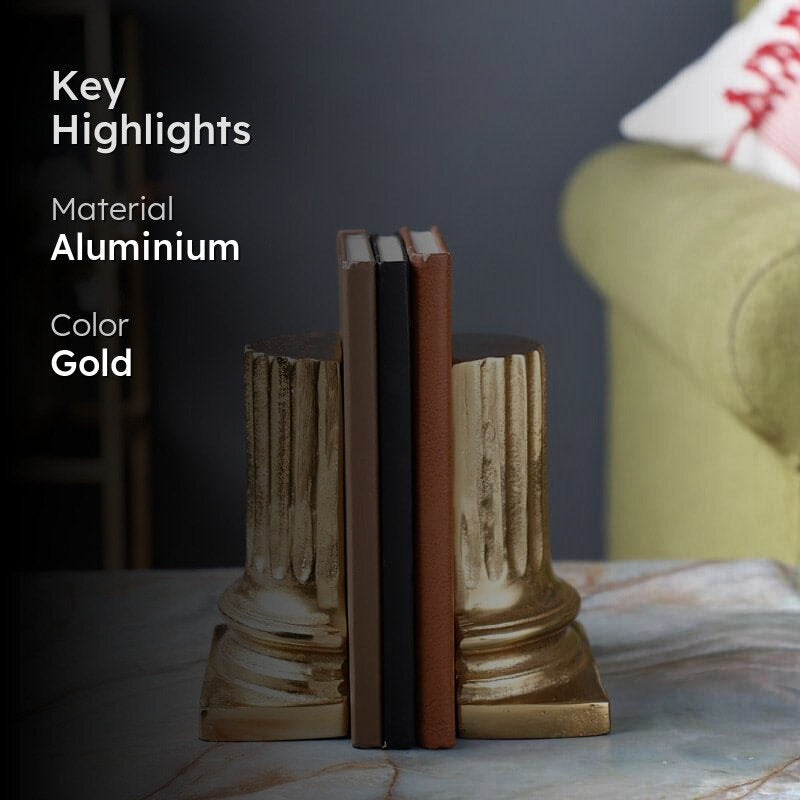 Ancient Pillar Book Ends (Gold) - Set Of Two media 2