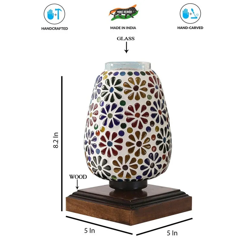 Glasmora Glass Table Lamp With Wooden Base - Multicolor media 9