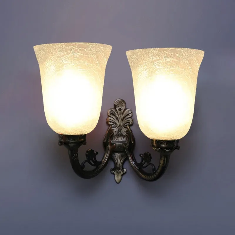 Crystal Bloom Antique Dual Shade Glass Wall Lamp media 6