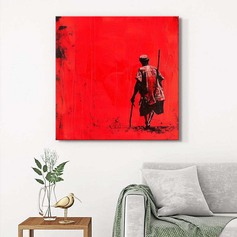 Red Field Reeper Poly Canvas Wall Painting