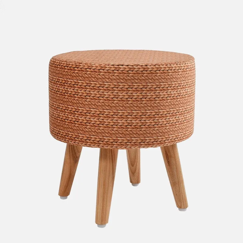 Ruston Jute-print Velvet Ottoman - Multicolor media 3