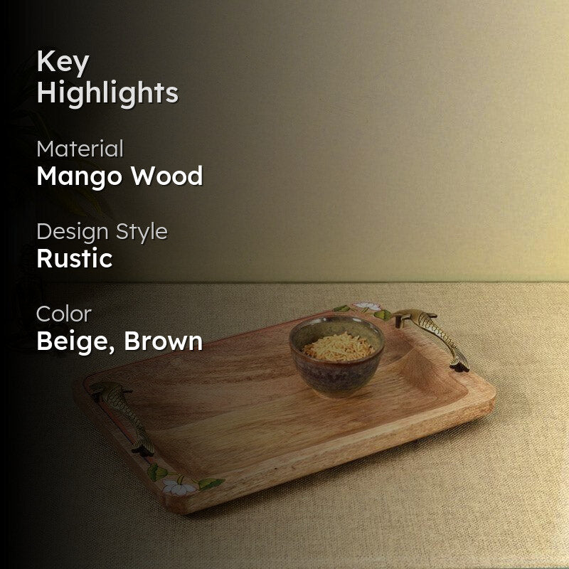 Pichwai Mango Wood Tray media 2