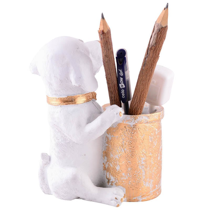 Pen Pal Puppy Painted Polyresin Pen Stand - White media 5