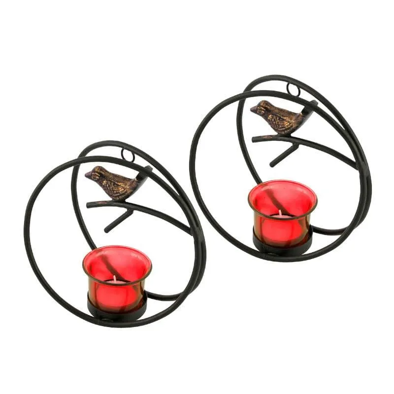 Bird Ring Candle Holder (Red) - Set Of Two media 3