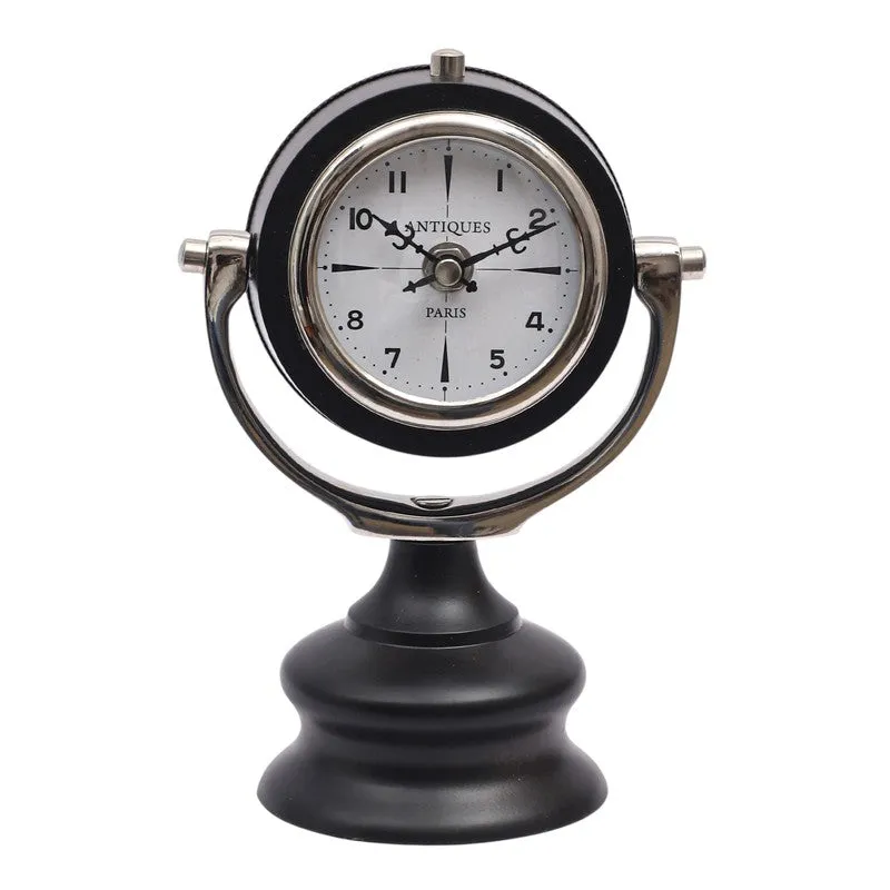 Classic Round Table Clock Black,Silver media 4