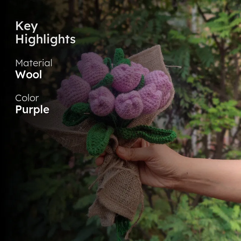 Crochet Handmade Rose Bouquet (Purple) - Set of Twelve media 2