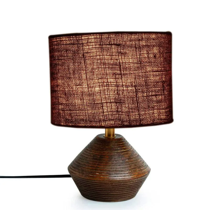 Yami Wooden Table Lamp With Jute Shade - Brown media 3