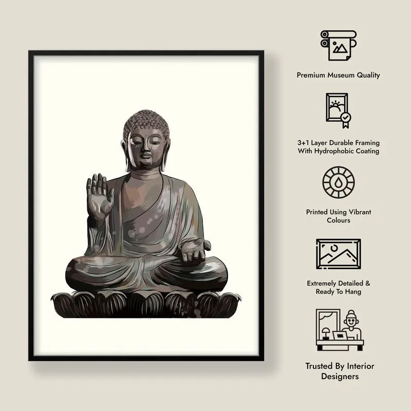 Peaceful Buddha Archival Paper Wall Art With Frame media 9