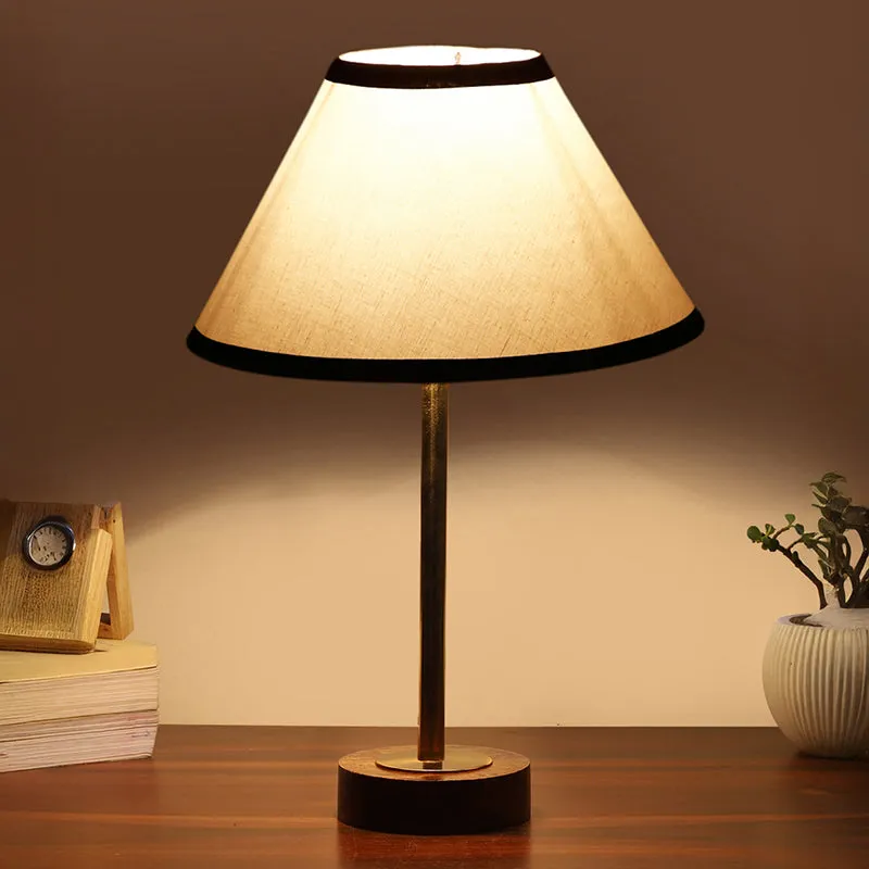 Cotin II Stripe Rodin Wooden Table Lamp - White,Gold,Brown media 1