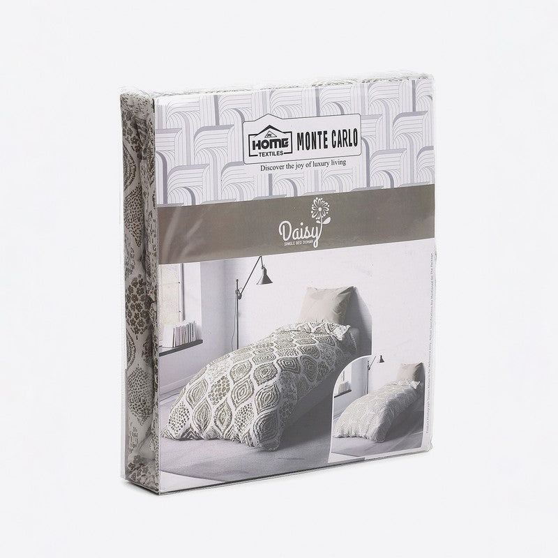 Monte Carlo Desiora Motif Print Polycotton Reversible Dohar (Light Grey) - 150 GSM media 7