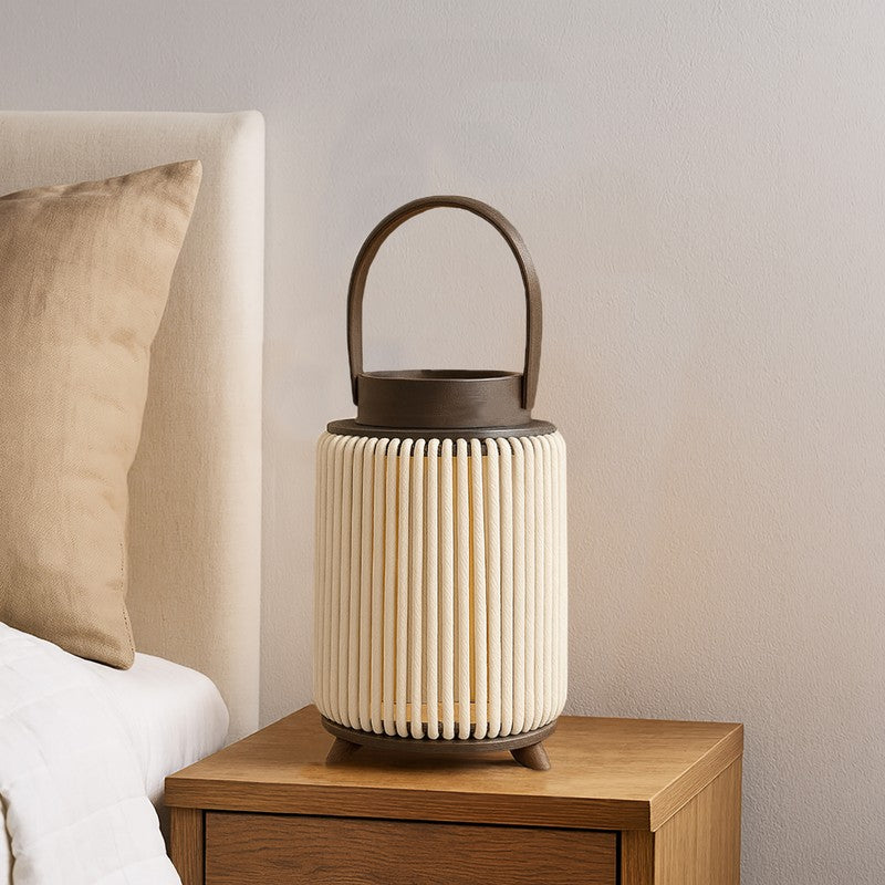 ThreadLuxe Bamboo Tea Light Candle Holder - Beige