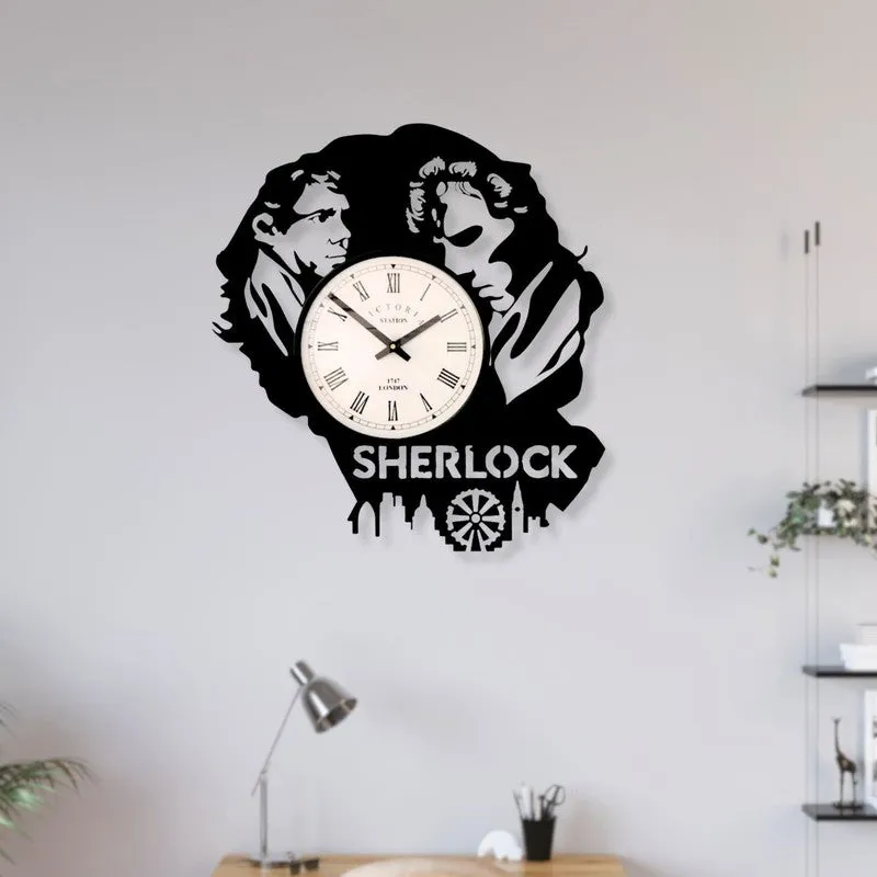 Sherlock Homes Steel Analog Wall Clock - Black media 3