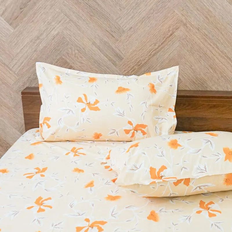 Carmilla Floral Cotton Bedsheet (Yellow) - 180 TC media 4