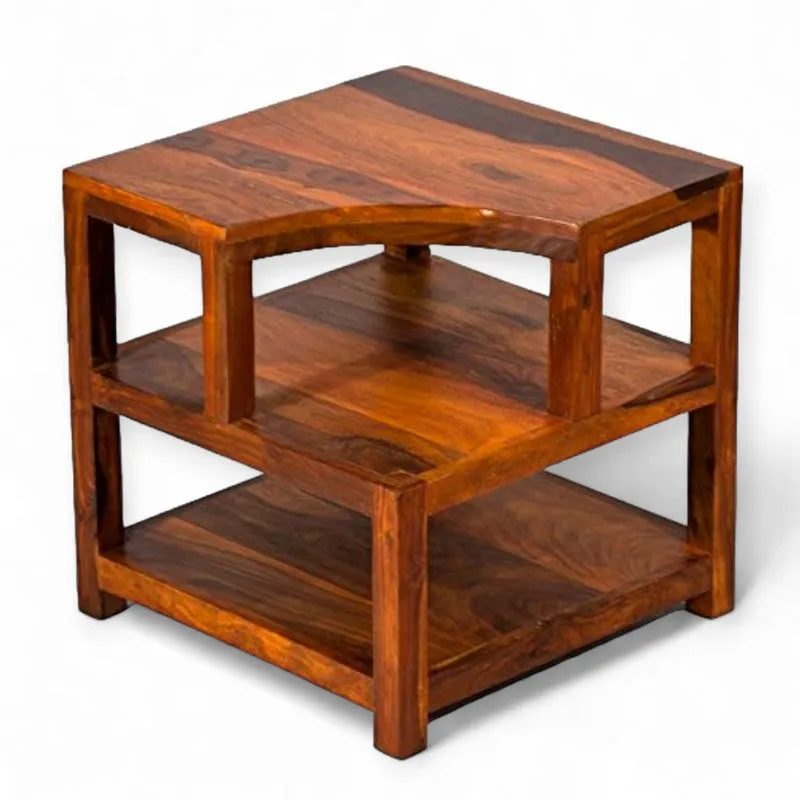 Xverix Sheesham Wooden Side & Bedside Table - Brown media 3