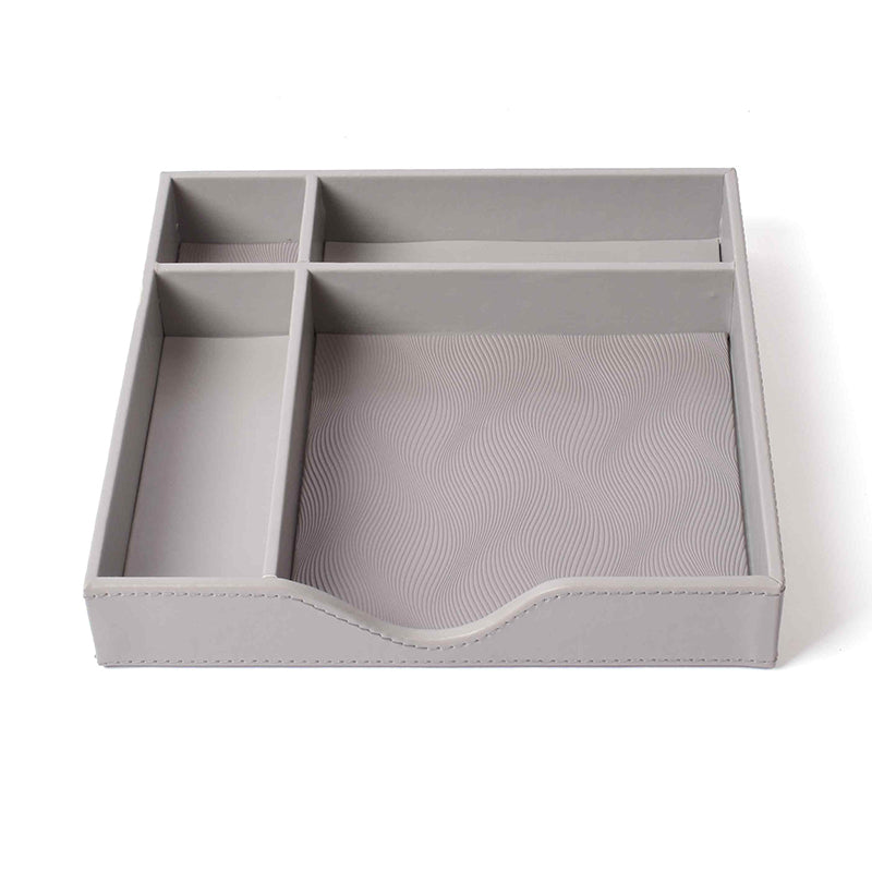 Veltrix Cube Faux Leather Desk Organiser - Grey media 4