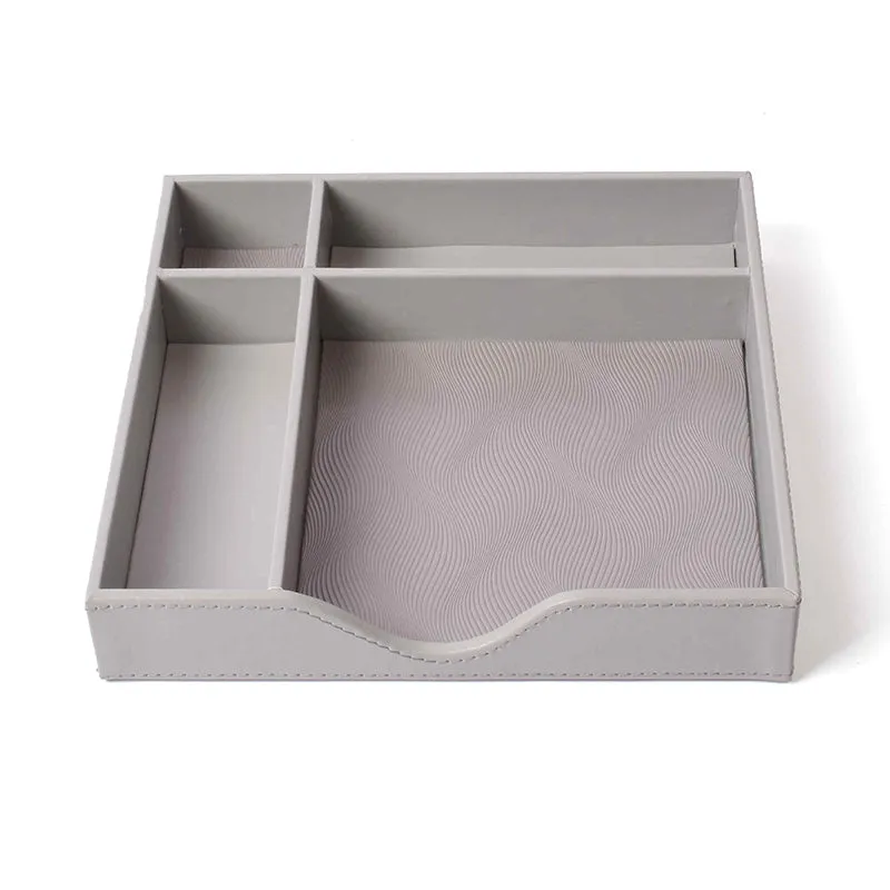 Veltrix Cube Faux Leather Desk Organiser - Grey media 4