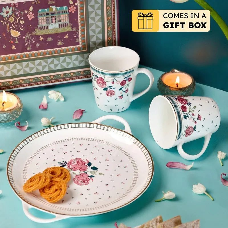 Magique by The Wishing Chair Portrait of Rose Lustre Mugs & Platter With Giftbox - Three Piece Set - 1