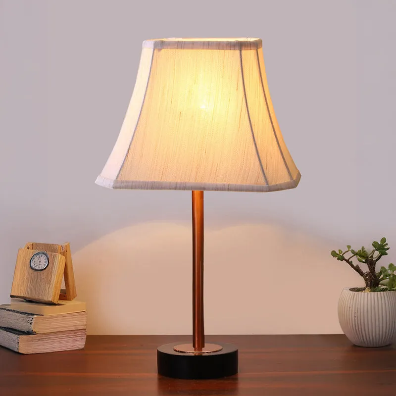 Ceylon Rodin Wooden Table Lamp - OffWhite,Copper,Black media 2