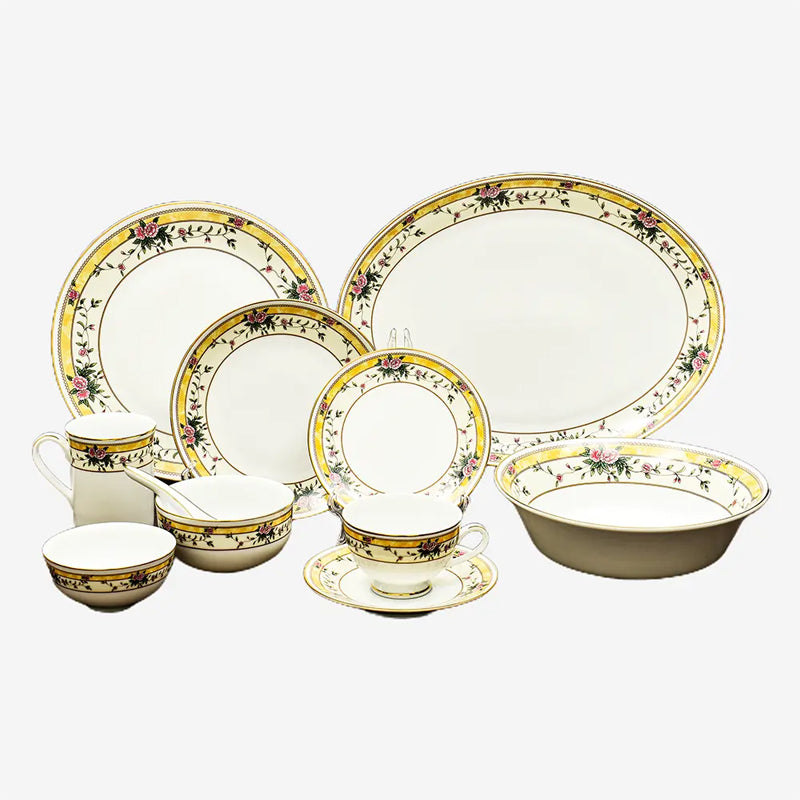 Yesenia 24k Gold Brushed Porcelain Dinner Set - 21 Piece Set media 10
