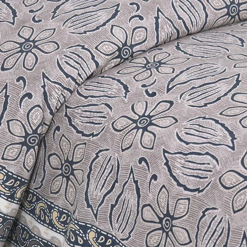 Yuvara Floral Cotton Bedsheet (Grey) - 160 TC media 4