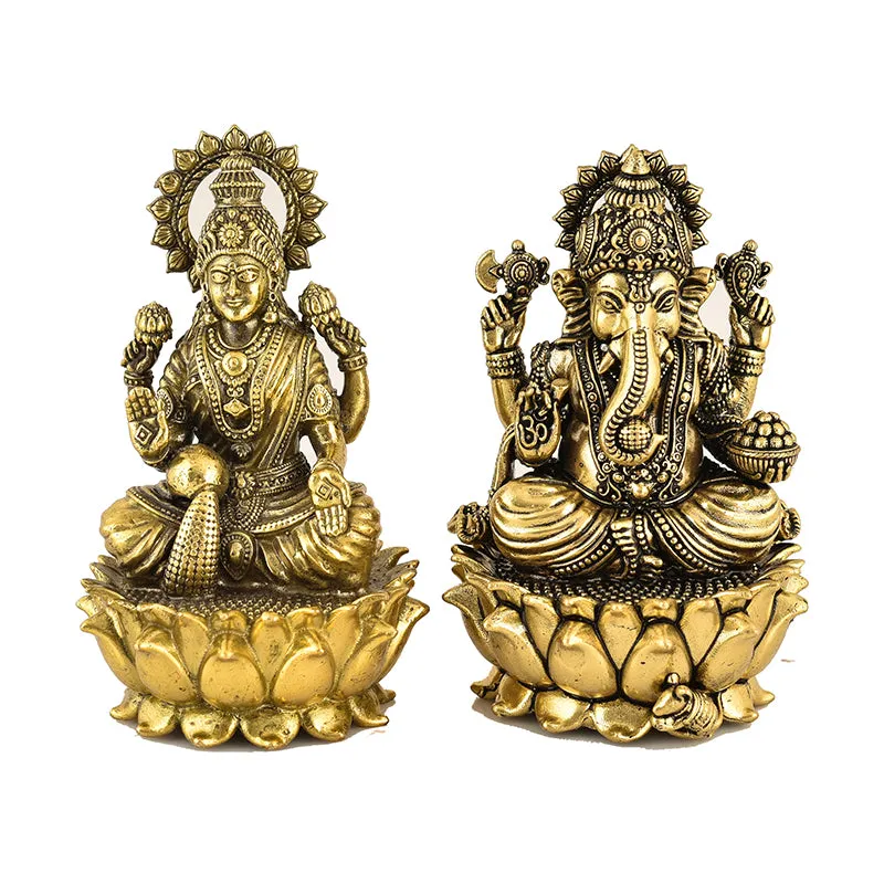Divine Lakshmi-Vinayaka II Brass Idol - Set Of Two media 3