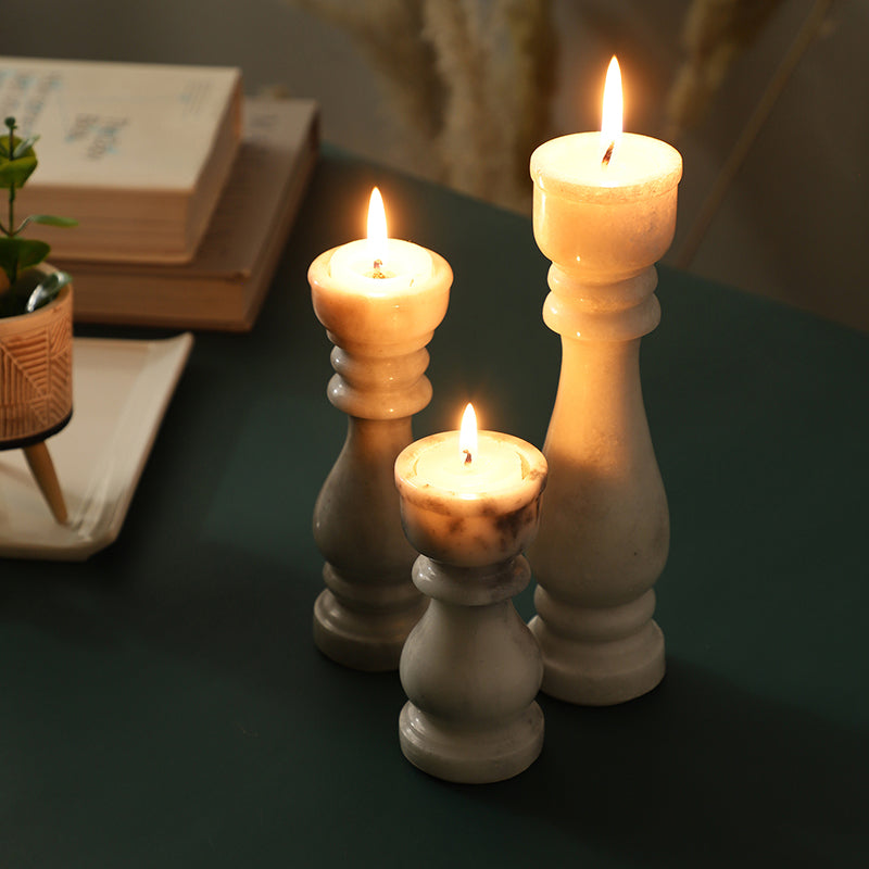 Calcutta Carve Marble Candle Holder - Set Of Three media 3