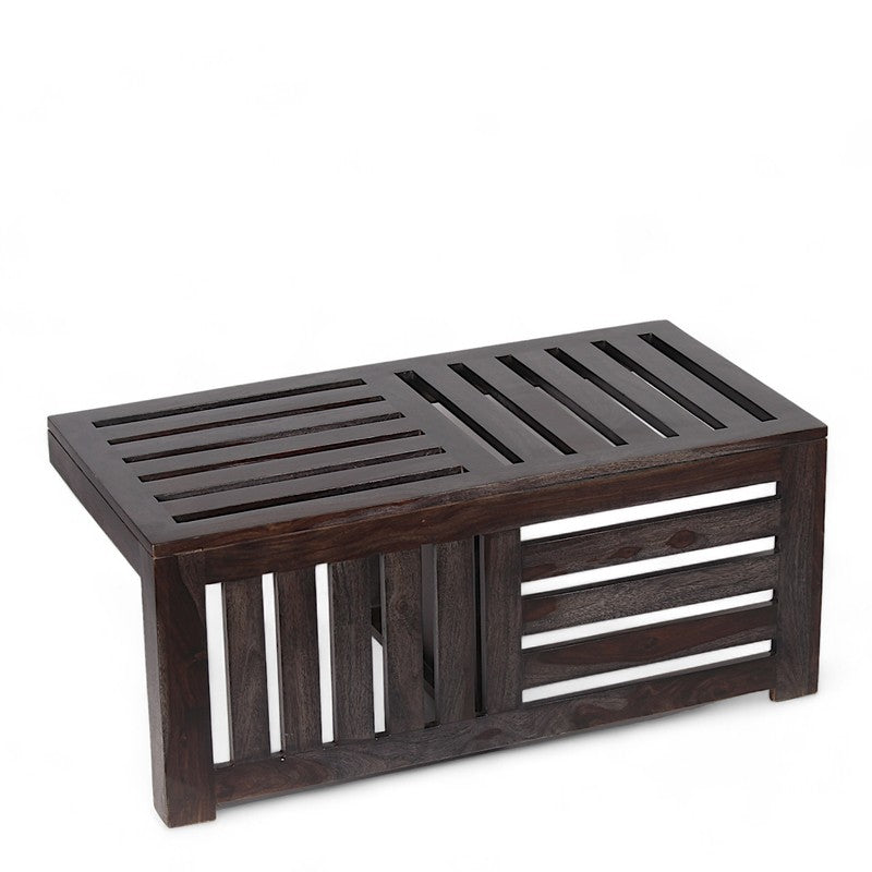 Zavro Sheesham Wooden Center Table with Stools (Deep Brown,Multicolor) - Five Piece Set media 7