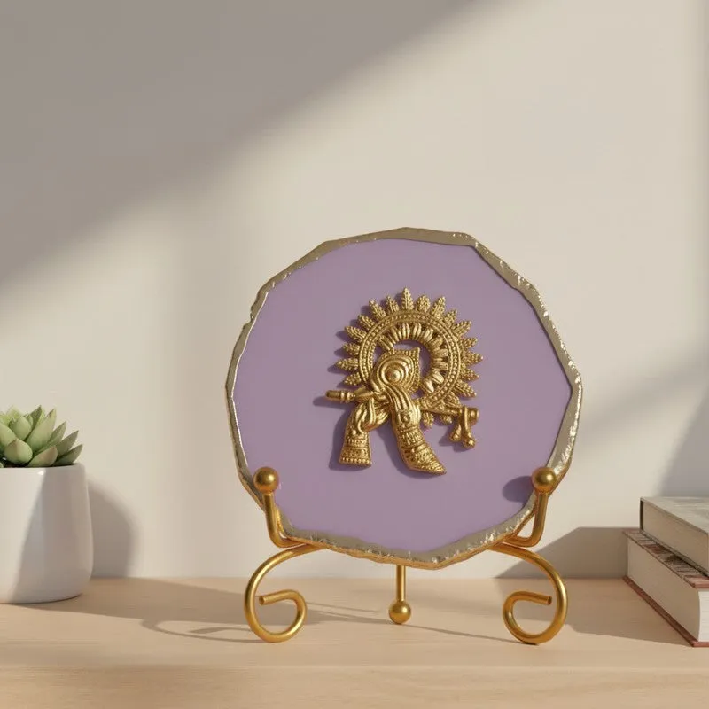 Krishna Harmony Agate Showpiece With Stand - Lilac media 4