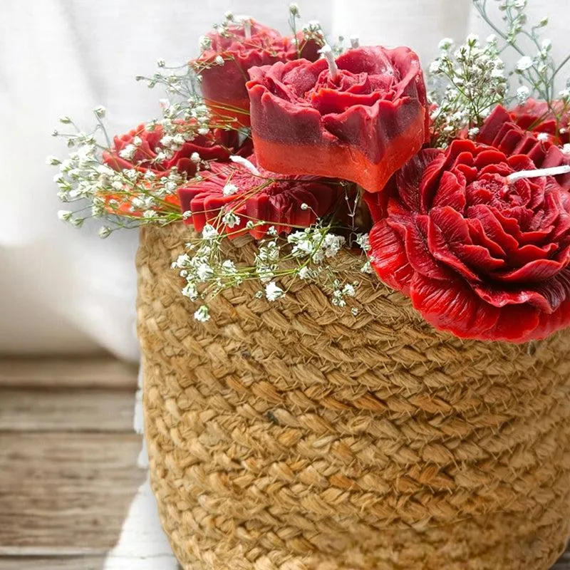 Crimson Whispers Rose Scented Soy Wax Candle Bouquet media 5