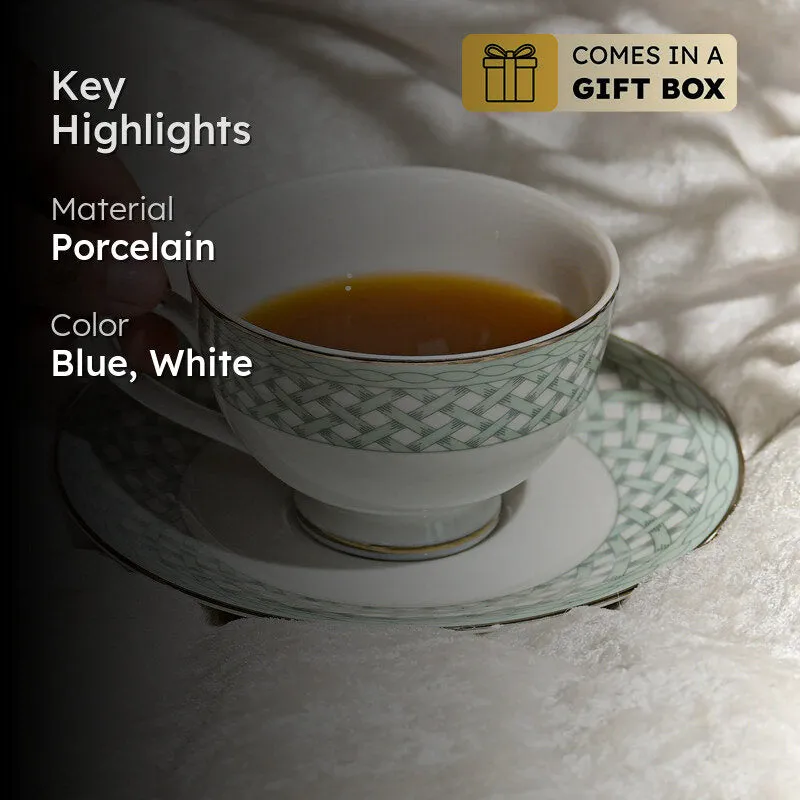 Valera 24k Gold Brushed Porcelain Tea Cup & Saucer (280 mL) - Set of Six media 2