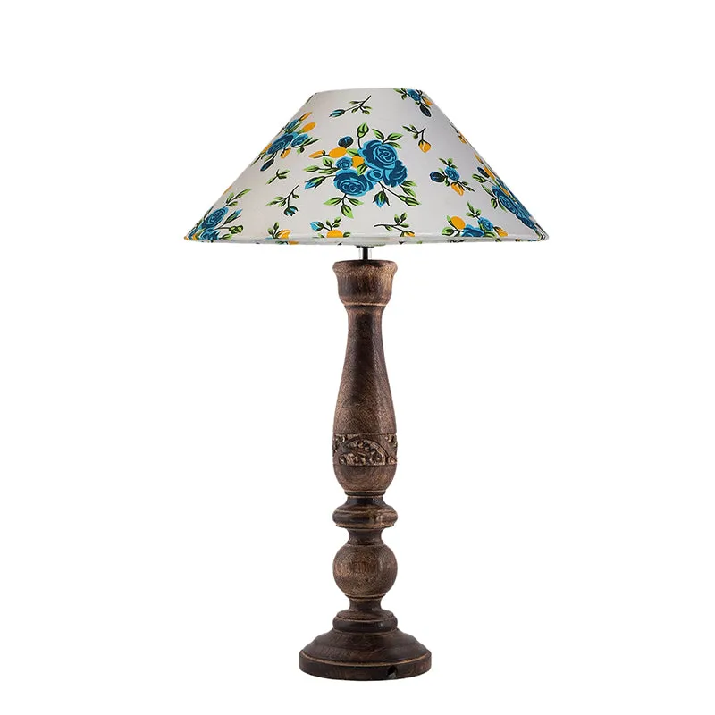 Nihara Blue Fleur Fabric Table Lamp - Multicolor media 3