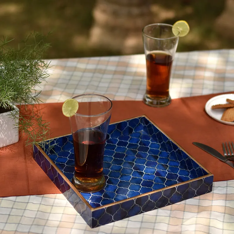 Medina Blue Serving Tray With Coaster - Eight Piece Set media 6
