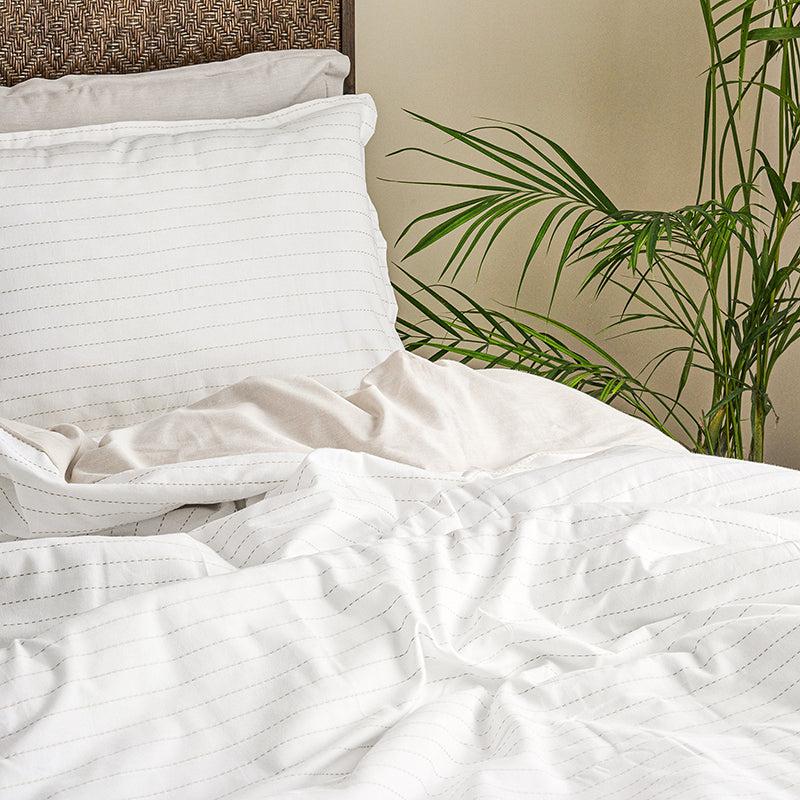 Almond Glow Chambray Duvet Cover media 3