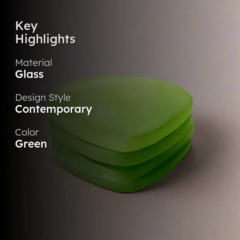 Glossy Pebble Glass Coaster (Green) - Set Of Four media 2