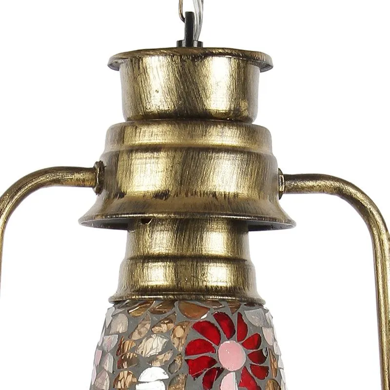 Phoolkari Mosaic Lantern Glass Ceiling Lamp - Gold media 3