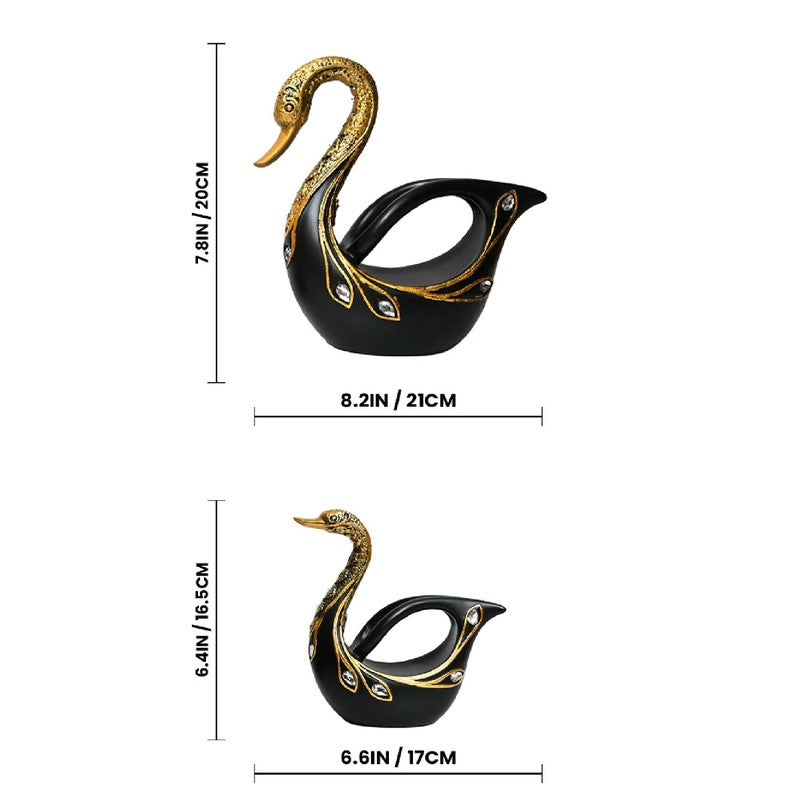 Twinora Black Gold Swan Showpiece - Set Of Two media 7