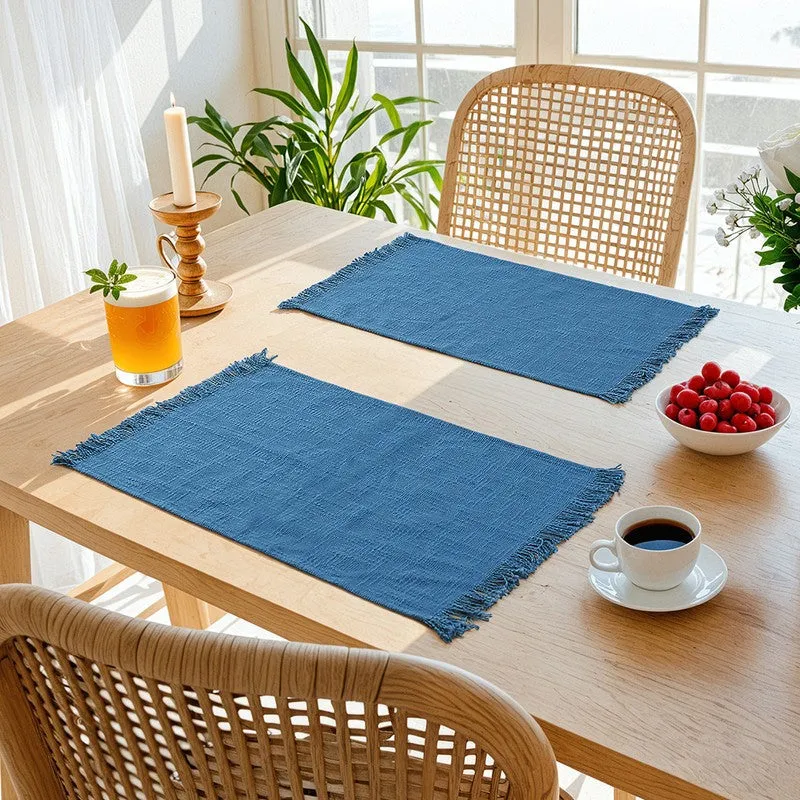 Elegant Blue Cotton Table Runner - Set Of Two media 1