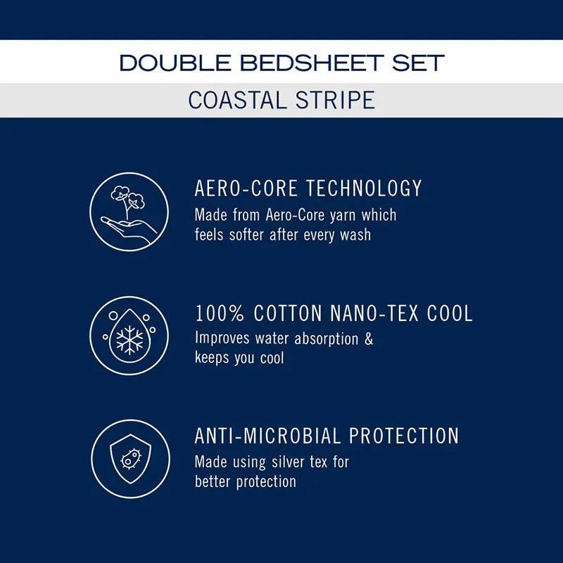 Nautica Dune Line Cotton Bedsheet (White) - 500 TC - 8