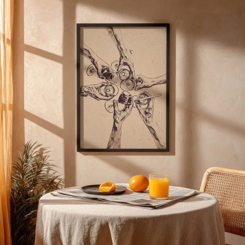 Sparkling Sip Archival Canvas Wall Art - Black media 4