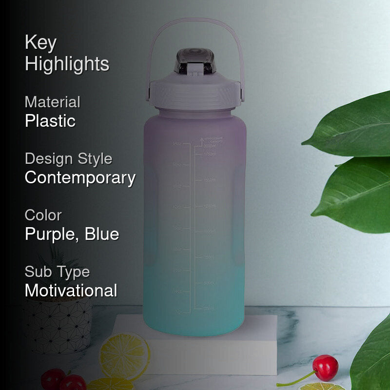 Ombre Sip Water Tumbler With Straw & Stickers (Purple,Blue) - 2 L media 2