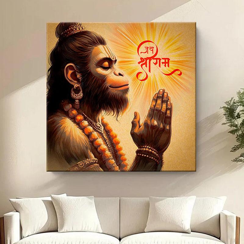 Hanuman Fiery Aura Poly Canvas Wall Painting