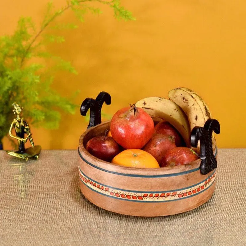 Rosha Fruit Wood Fruit Basket media 1