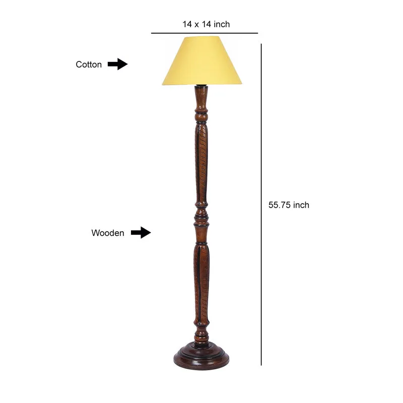 Hima Vintage Wooden Floor Lamp - Yellow media 7