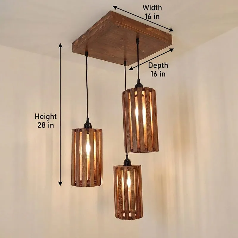 CageAura Illume Wooden Ceiling Lamp - Brown media 8