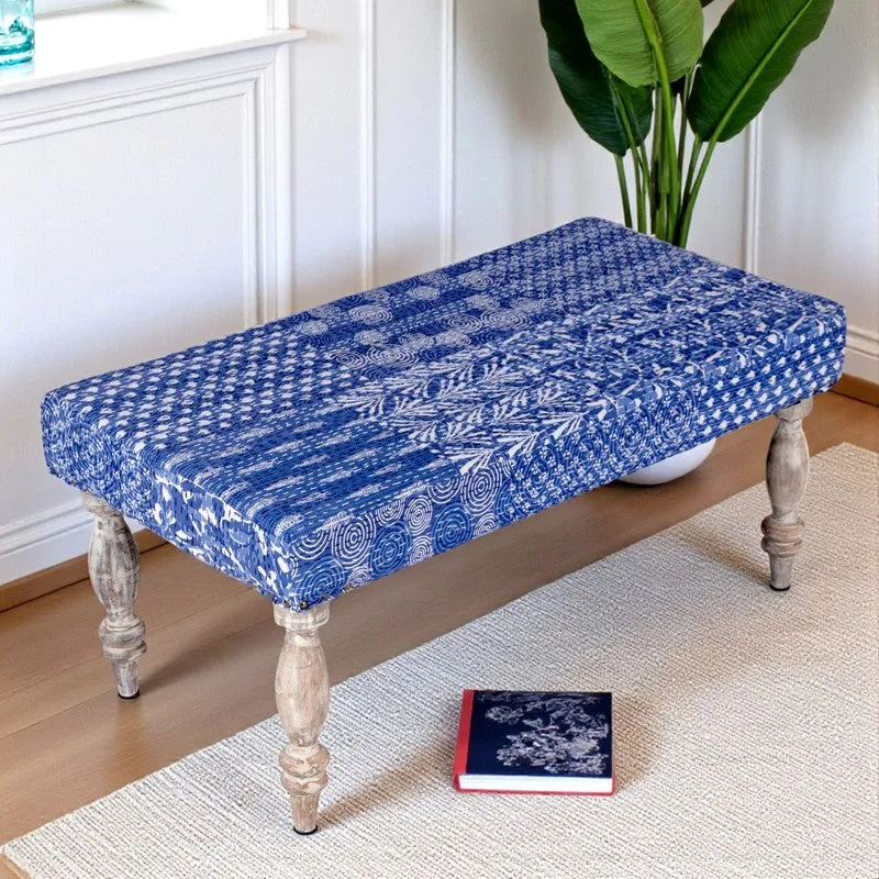 Delvo Sheesham Wooden Bench - Blue media 1