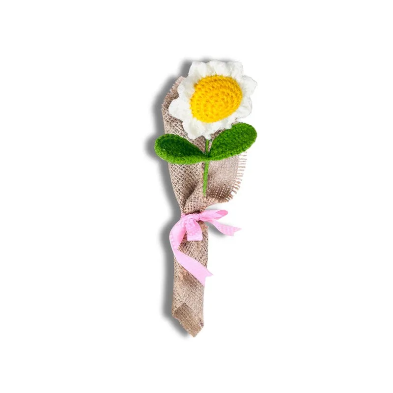 Crochet Handmade Sunflower Bouquet - White media 4