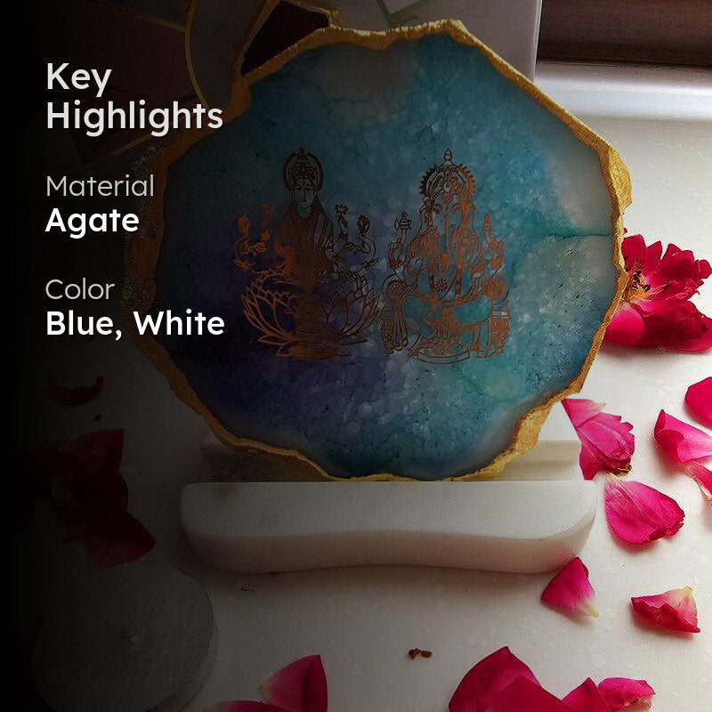 Festive Ganesha Laxmi Tealight Candle Holder - Turquoise media 2