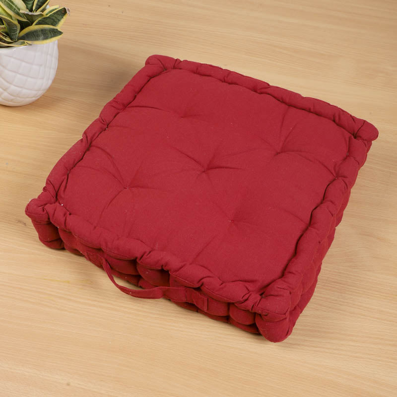 Altra Solid Cotton Floor Cushion - Red