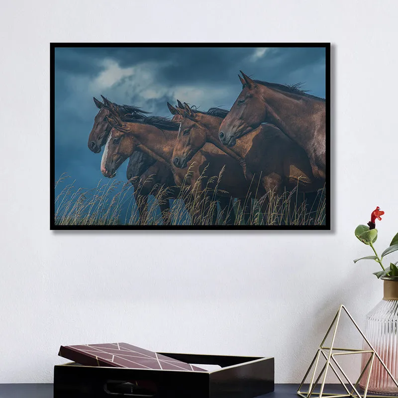 Grazing Horses Wall Art with Black Frame media 1
