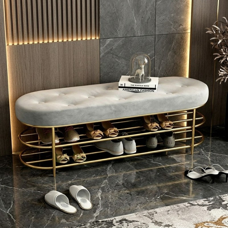 Tall Metal Shoe Rack - Gold,Grey